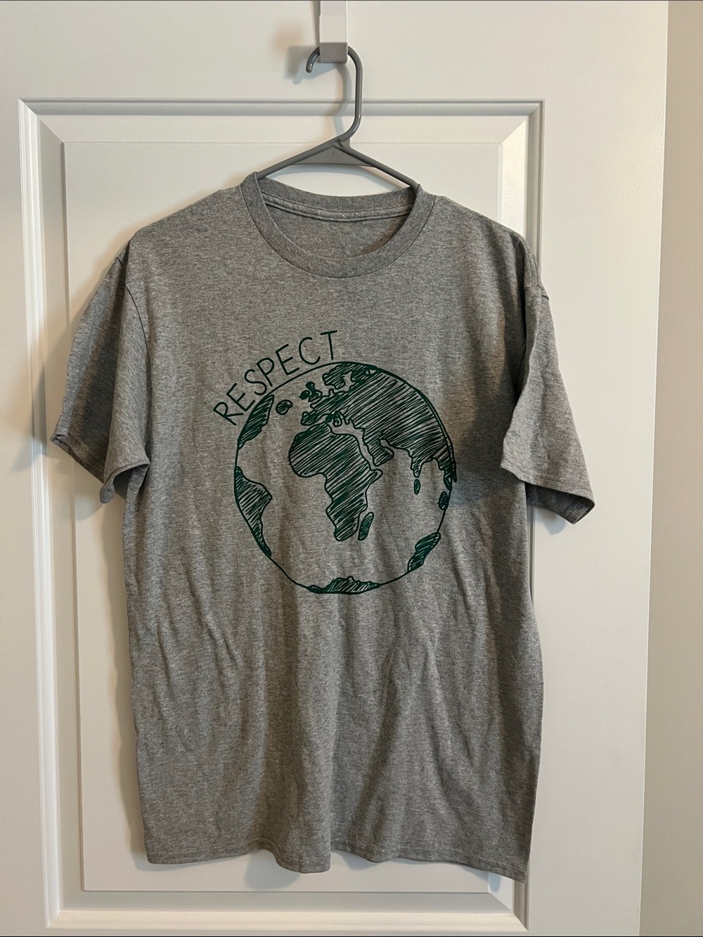 Respect Earth Graphic T-Shirt - Gray with Green Print